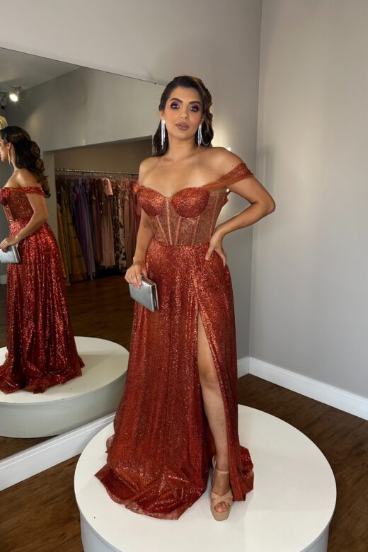 VESTIDO GOLDEN TERRACOTA