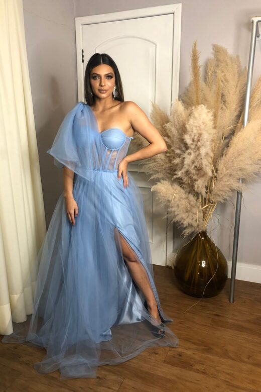 VESTIDO ADA AZUL (laço removível)