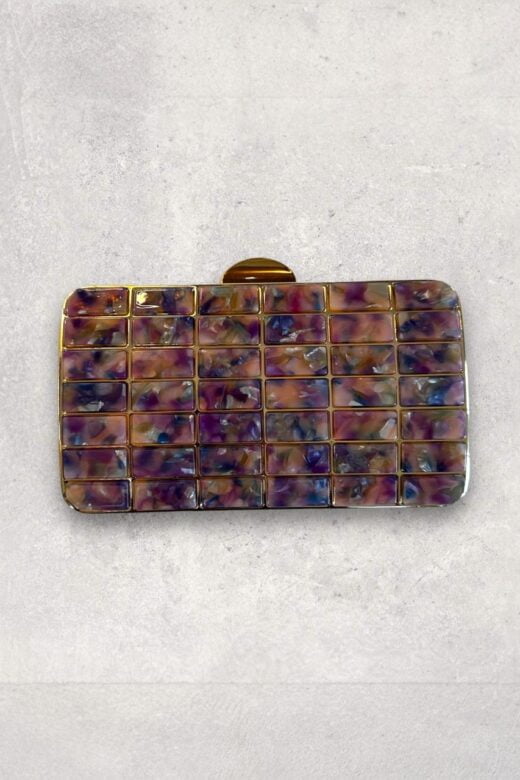 Clutch Madre pérola Roxo + coral