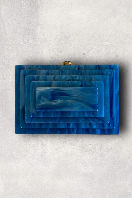 Clutch Madre Pérola Azul Quadrados