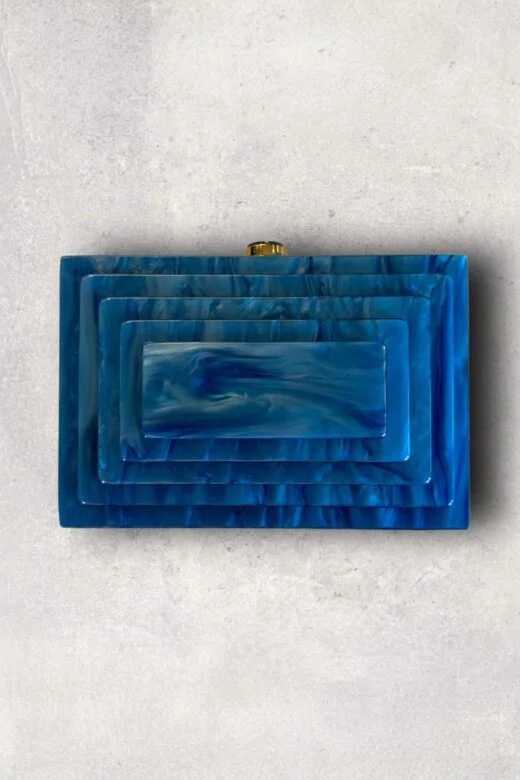 Clutch Madre Pérola Azul Quadrados