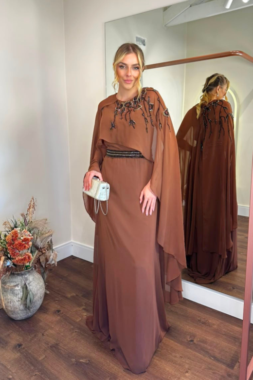 VESTIDO LEONOR MARROM
