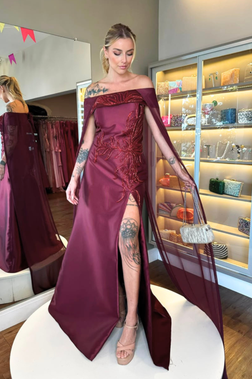 VESTIDO CORINA MARSALA
