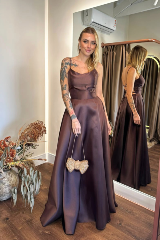 VESTIDO SUELEN MARROM