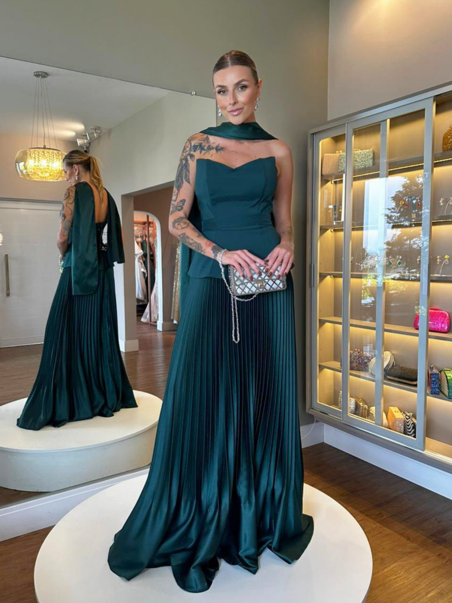 VESTIDO PERSA VERDE ESCURO VESTIDO PERSA VERDE ESCURO