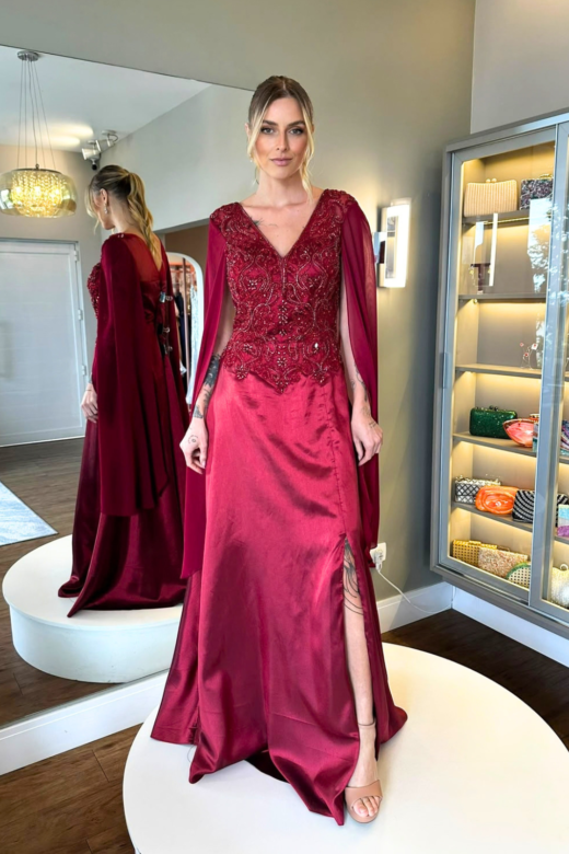 VESTIDO ROSANE MARSALA